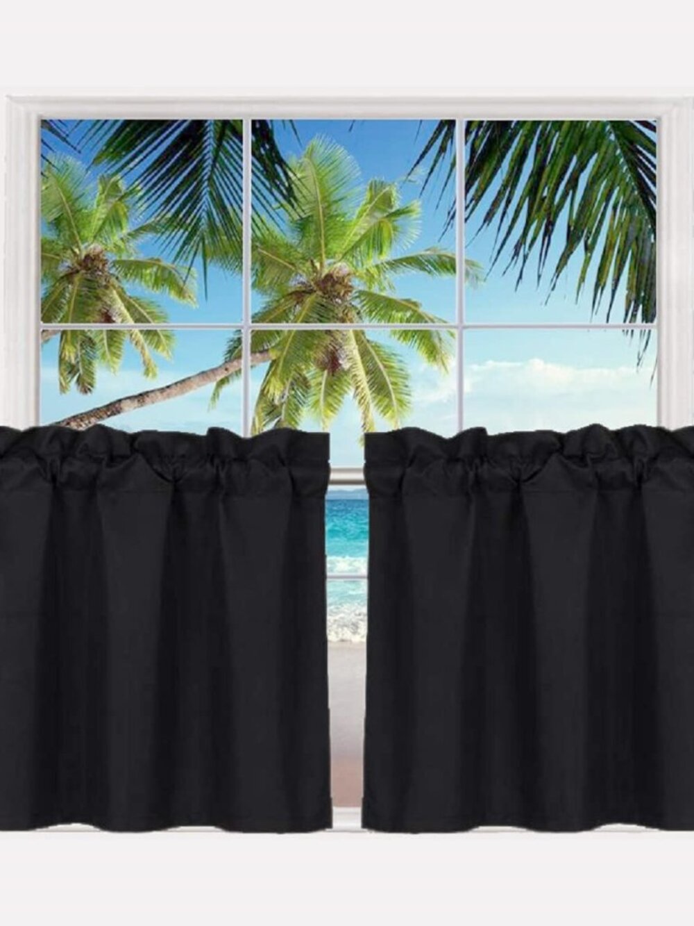 24 Inch Long Tier Curtains for Small Window Treatment, Short Blackout Curtain wi